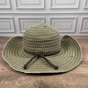 Scala Collezione Sun Hat Womens One Size Green Wide Brim Floppy